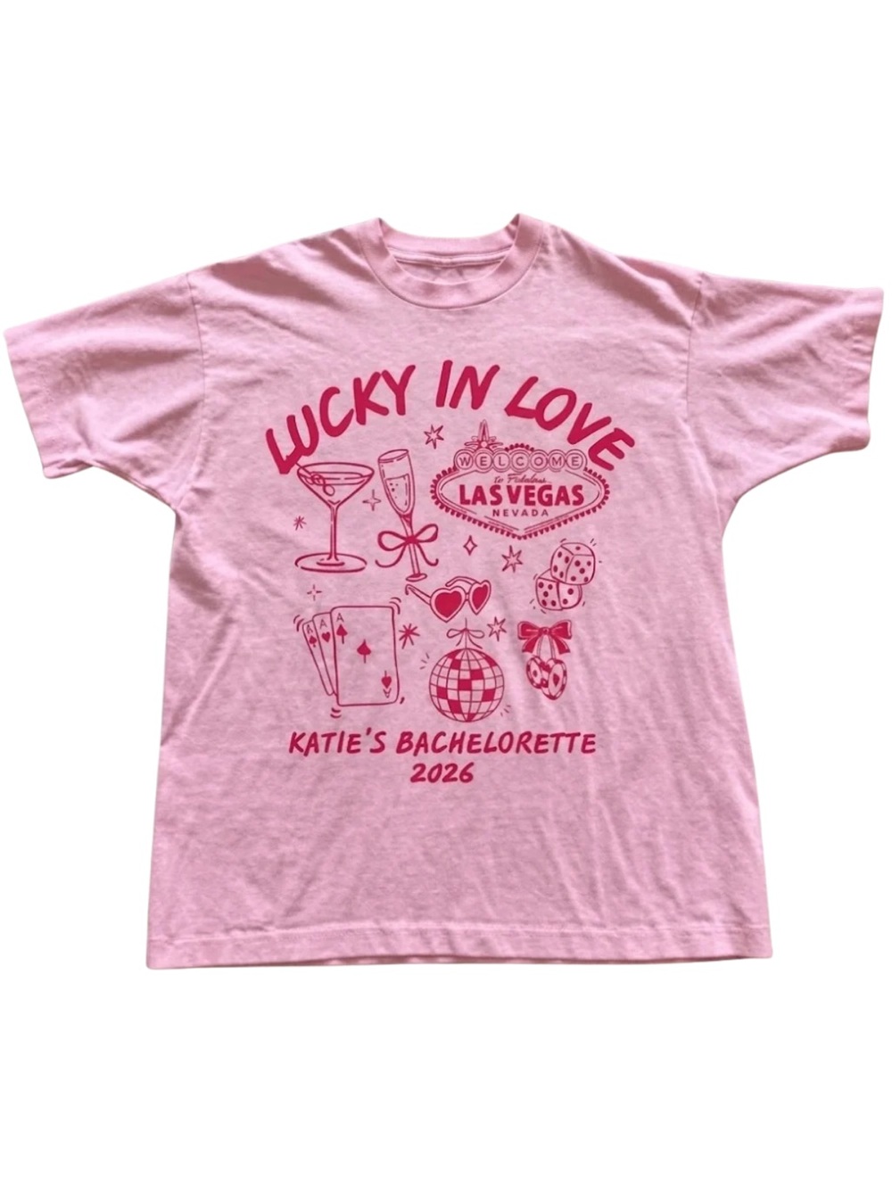 Gildan Lucky in Love Pink Bachelorette Tee